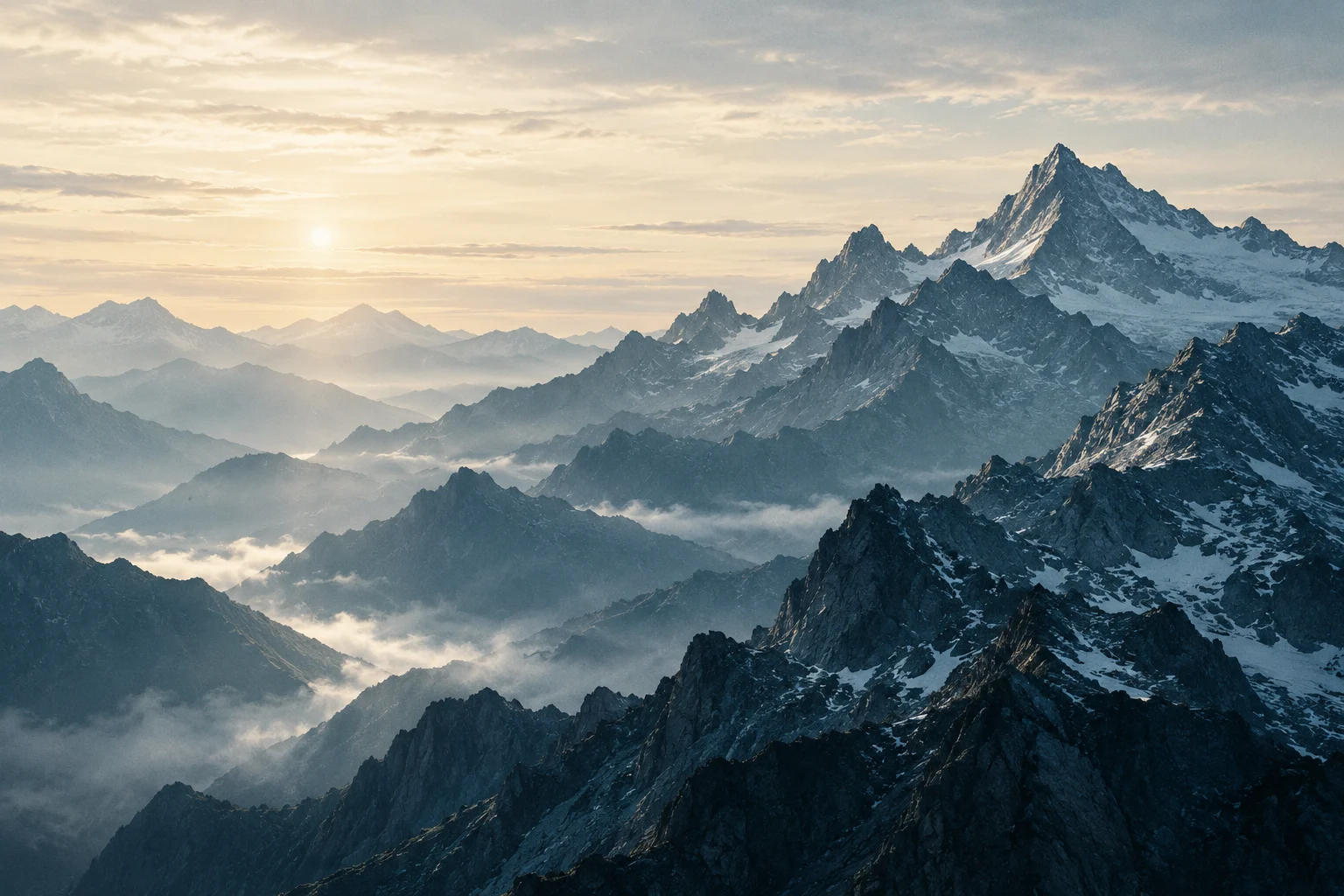 Alpine ridgelines in morning light